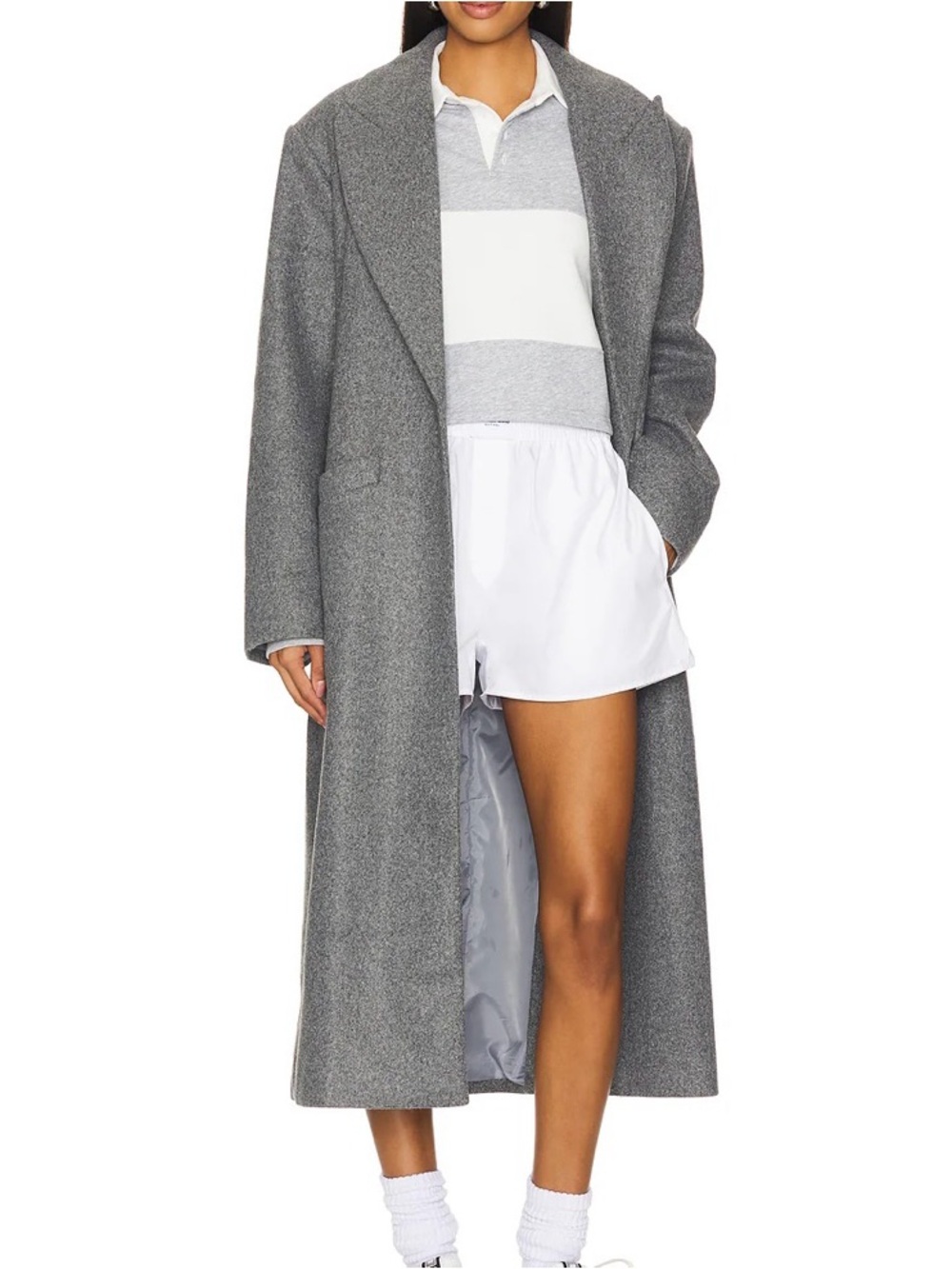 Rugby shirt long sleeve Gray and White Oversized Women’s large